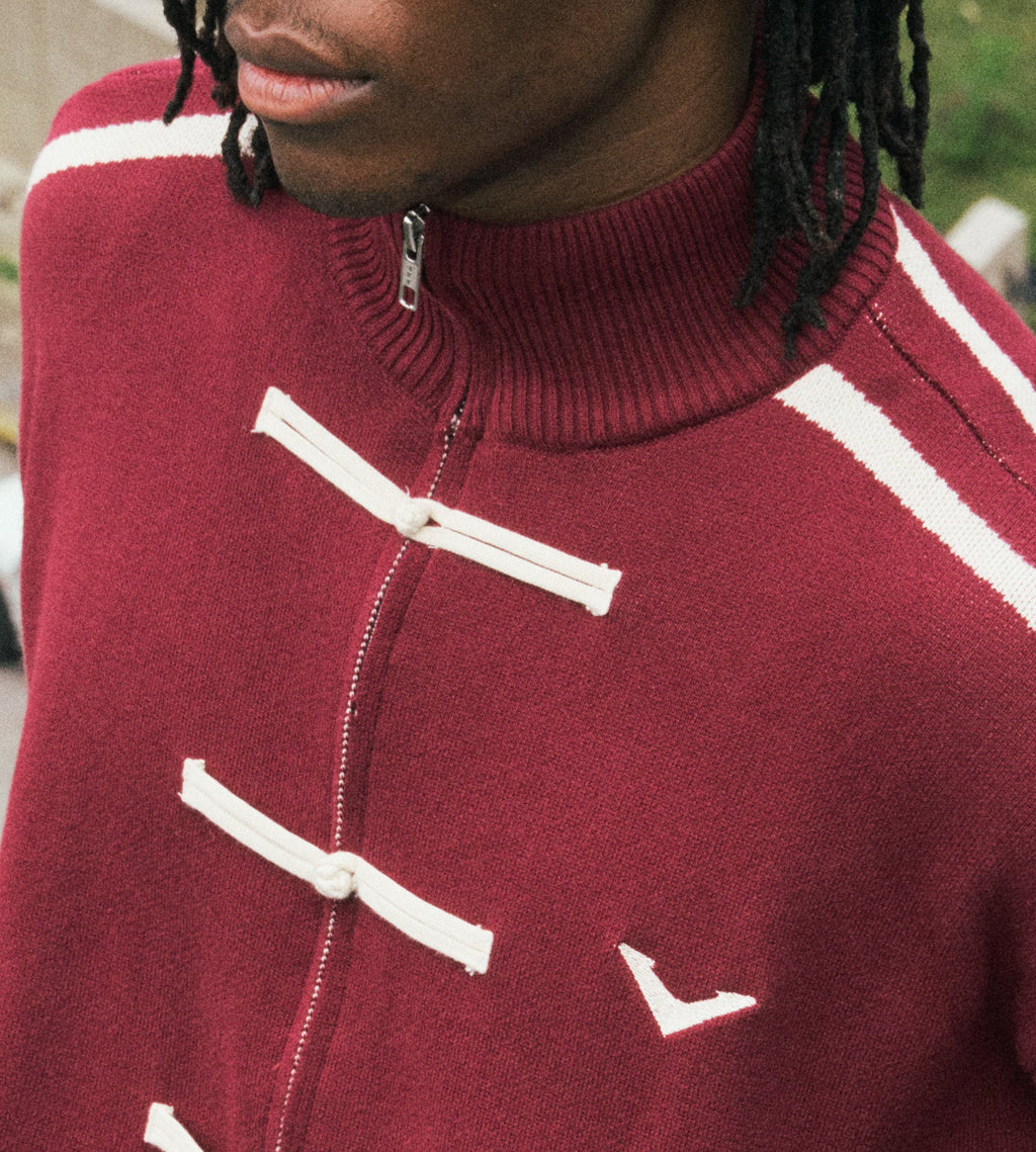 CHEONGSAM KNIT JACKET MAROON