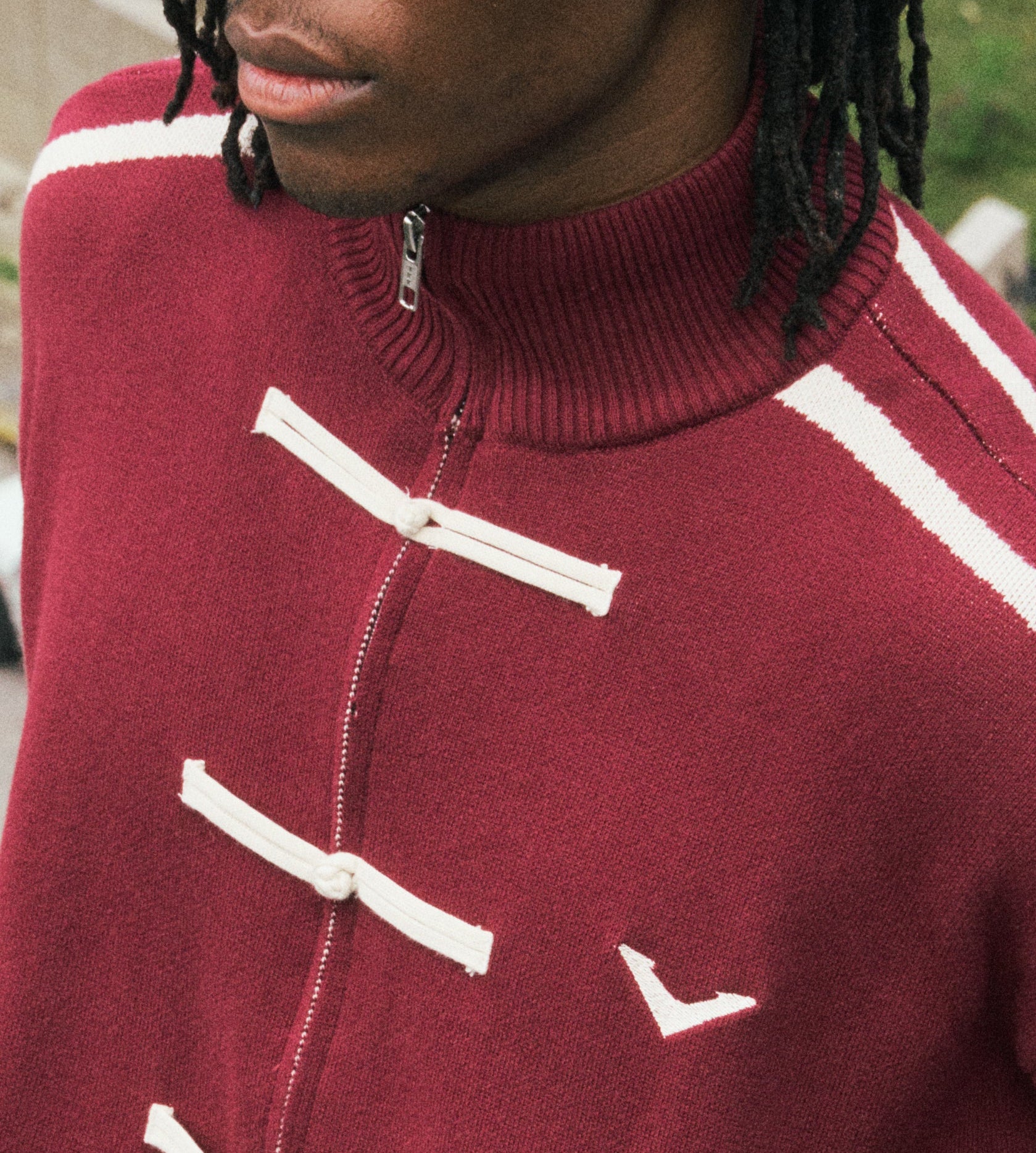 CHEONGSAM KNIT JACKET MAROON