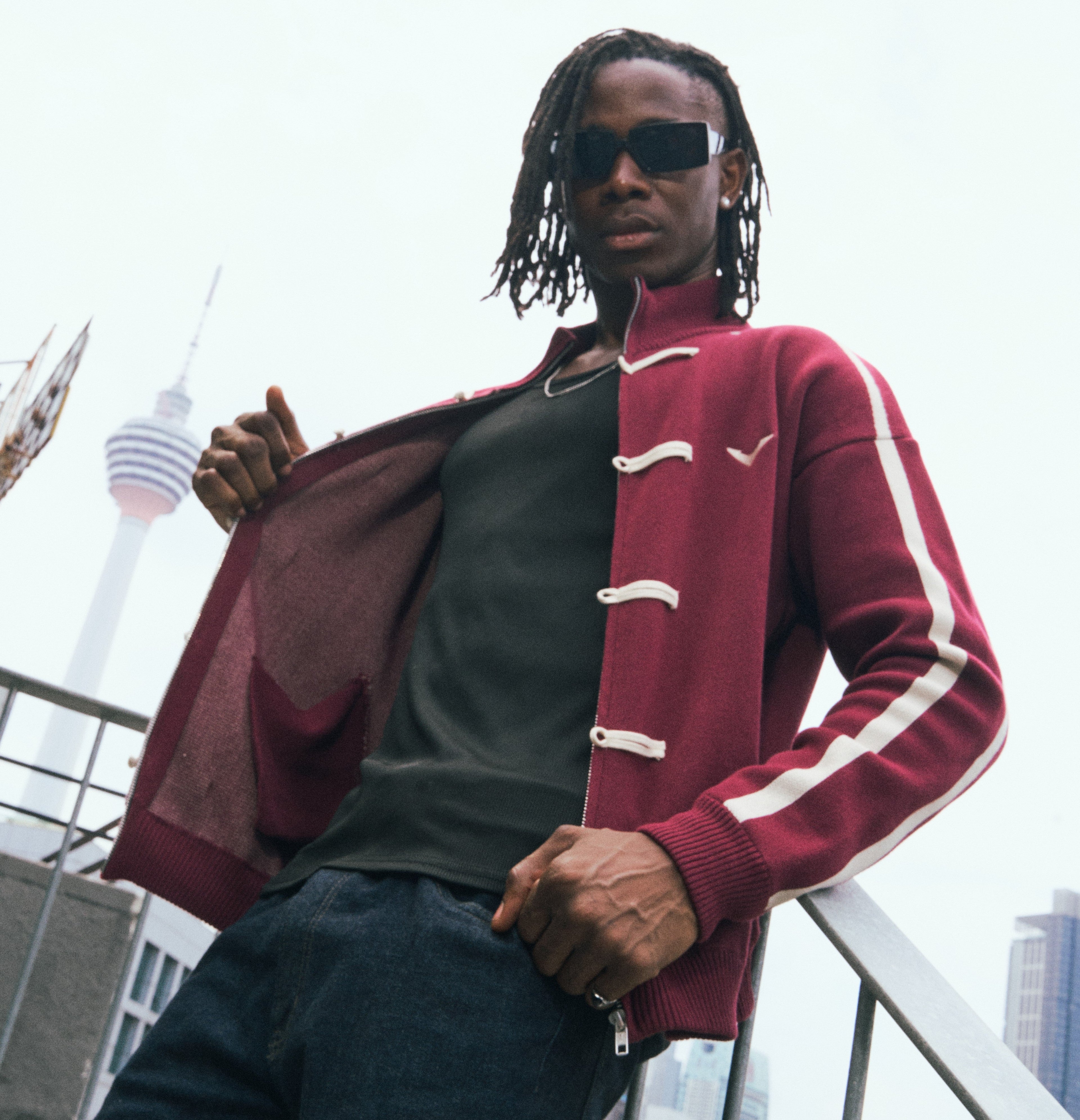 CHEONGSAM KNIT JACKET MAROON