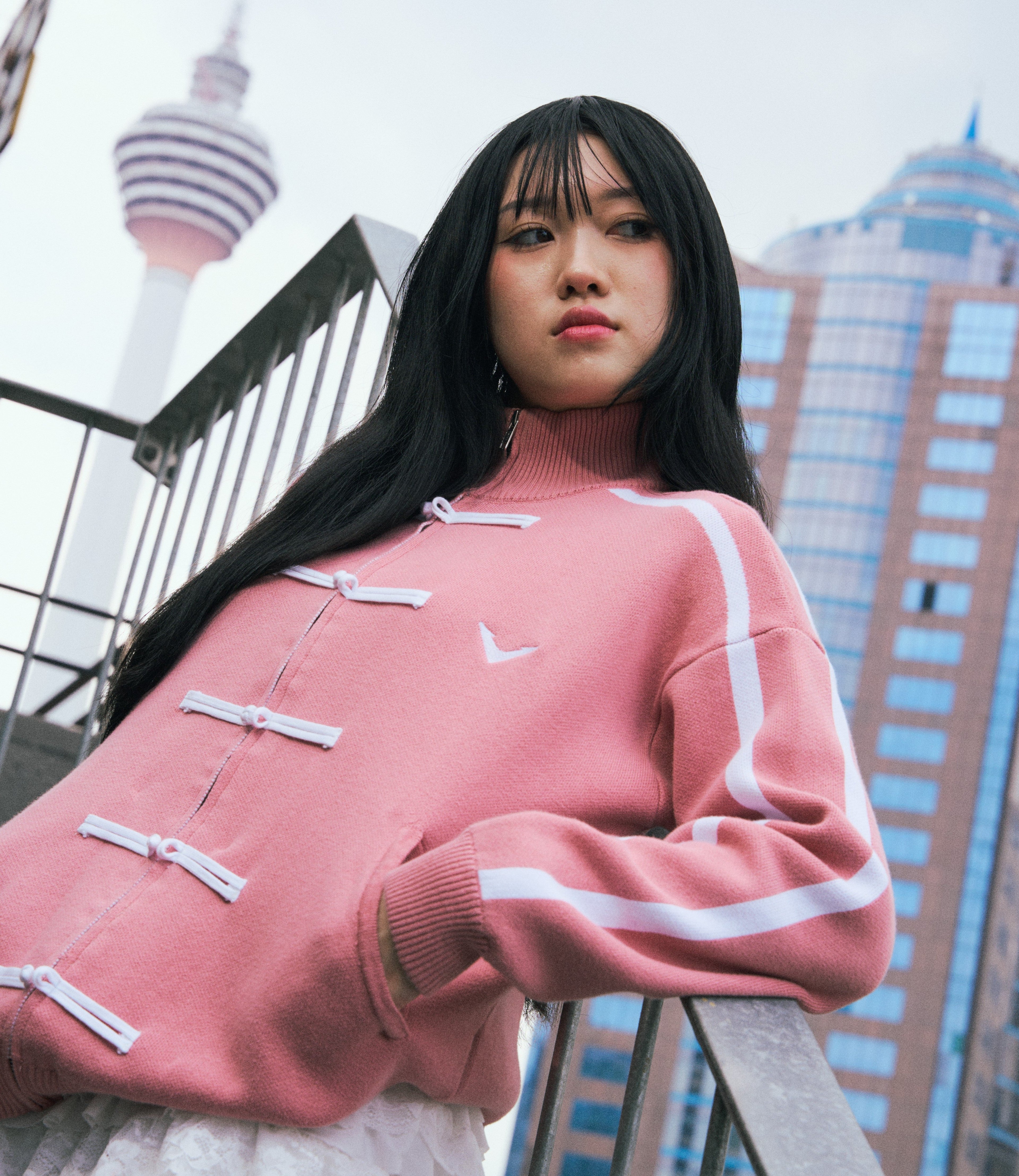 CHEONGSAM KNIT JACKET PINK