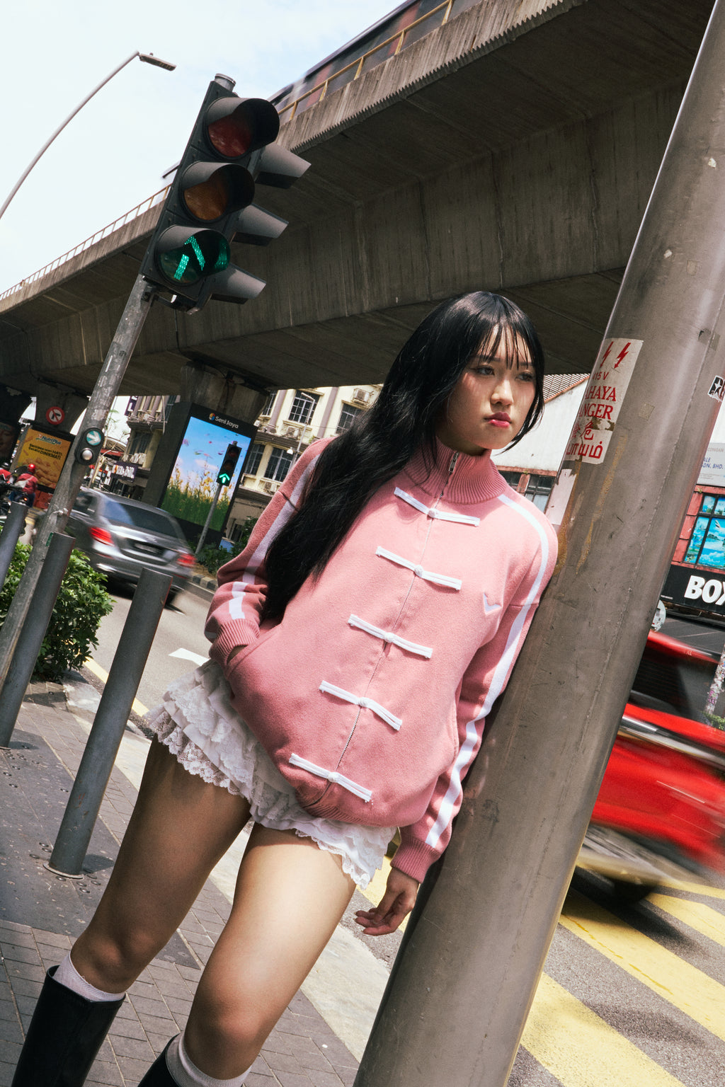 CHEONGSAM KNIT JACKET PINK