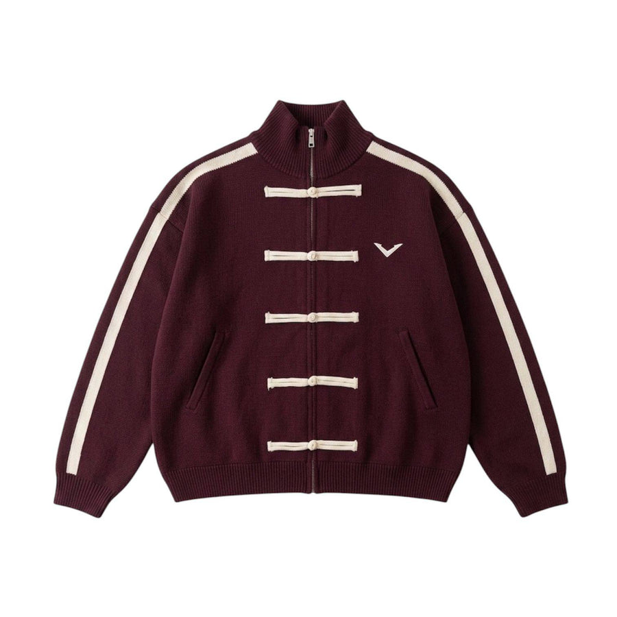 CHEONGSAM KNIT JACKET MAROON